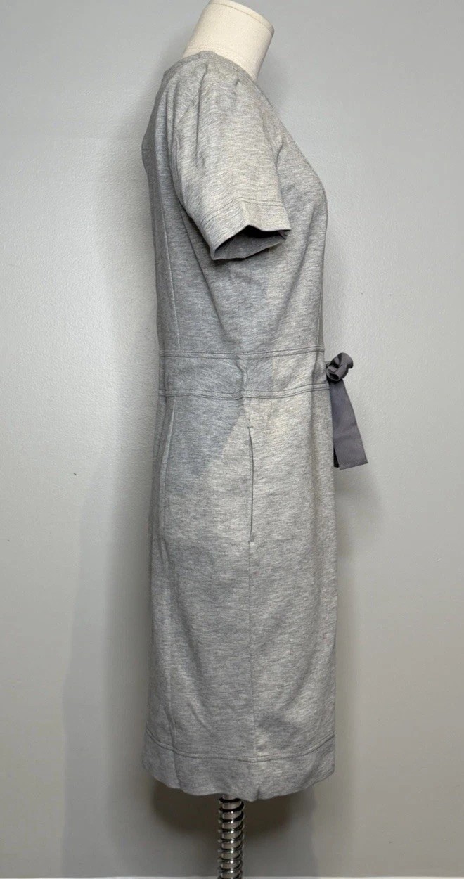 Escada Sport Grey Bow Front Sheath Dress Pockets Size EU 36 US Small