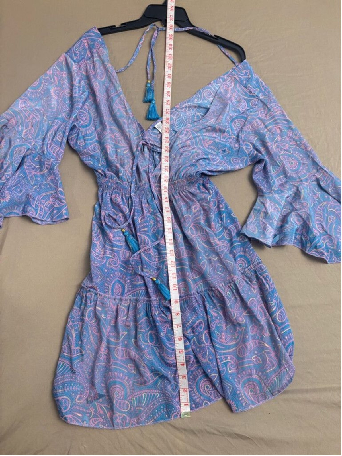 Art Silk Polyester Blend Mini Dress Women’s Size M Blue Pink