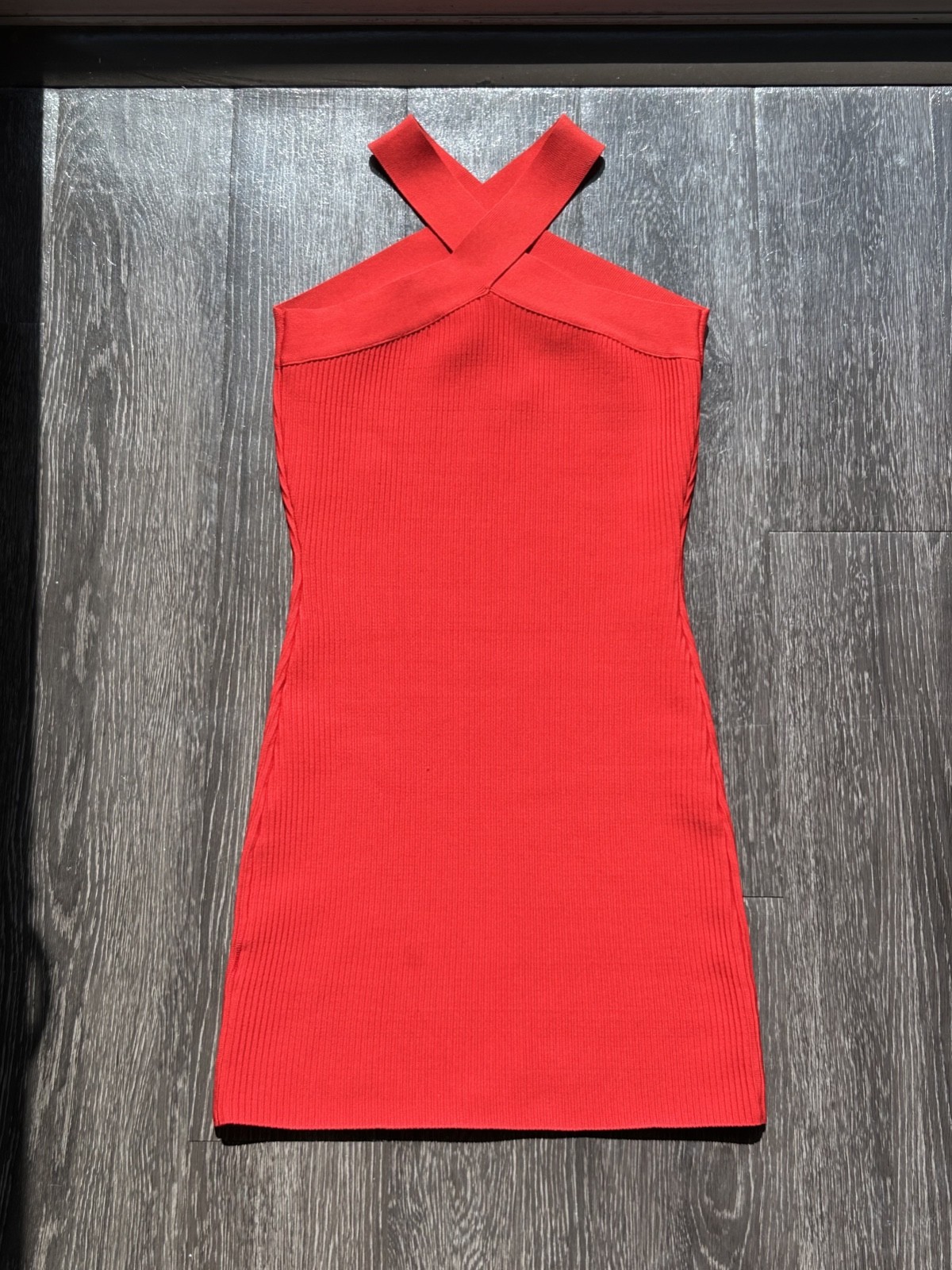 Sincerely Jules Red Ribbed Halter Bodycon Mini Dress XS