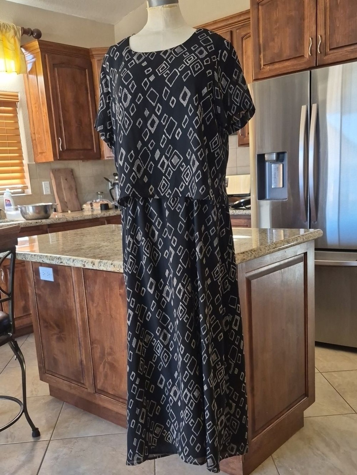 Coldwater Creek Geometric Print Two Tier Maxi Dress Sz 14