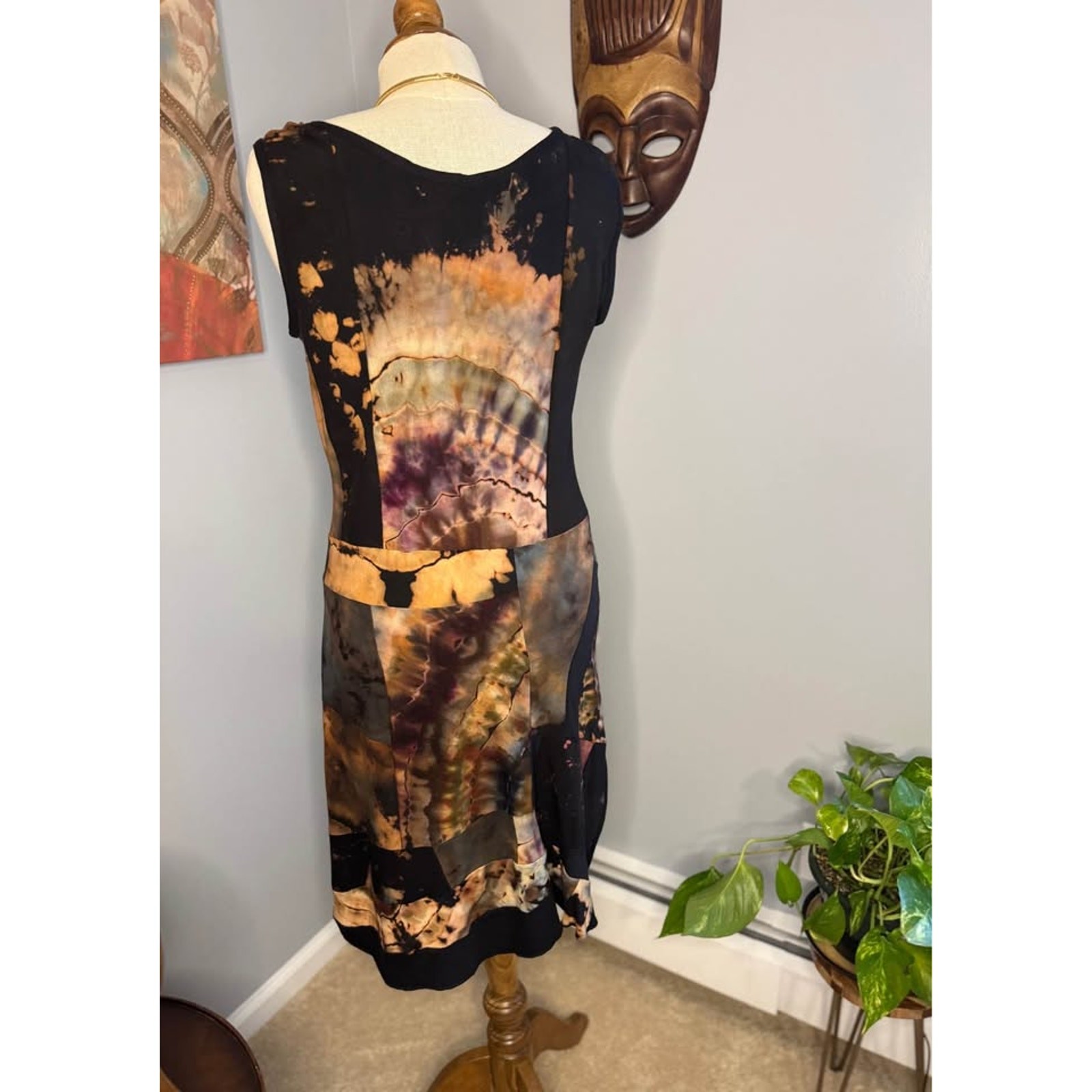 Handmade Organic Bamboo Reverse Tie Dye Patchwork Dress by Jeorjia Shea