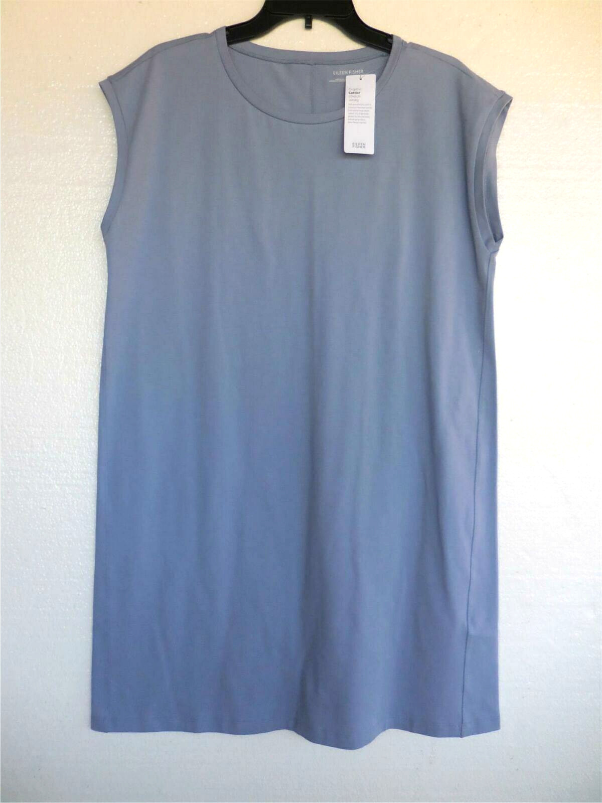 Eileen Fisher Cotton Stretch Jersey Crew Neck Dress Larkspur sz Medium $168 NWT
