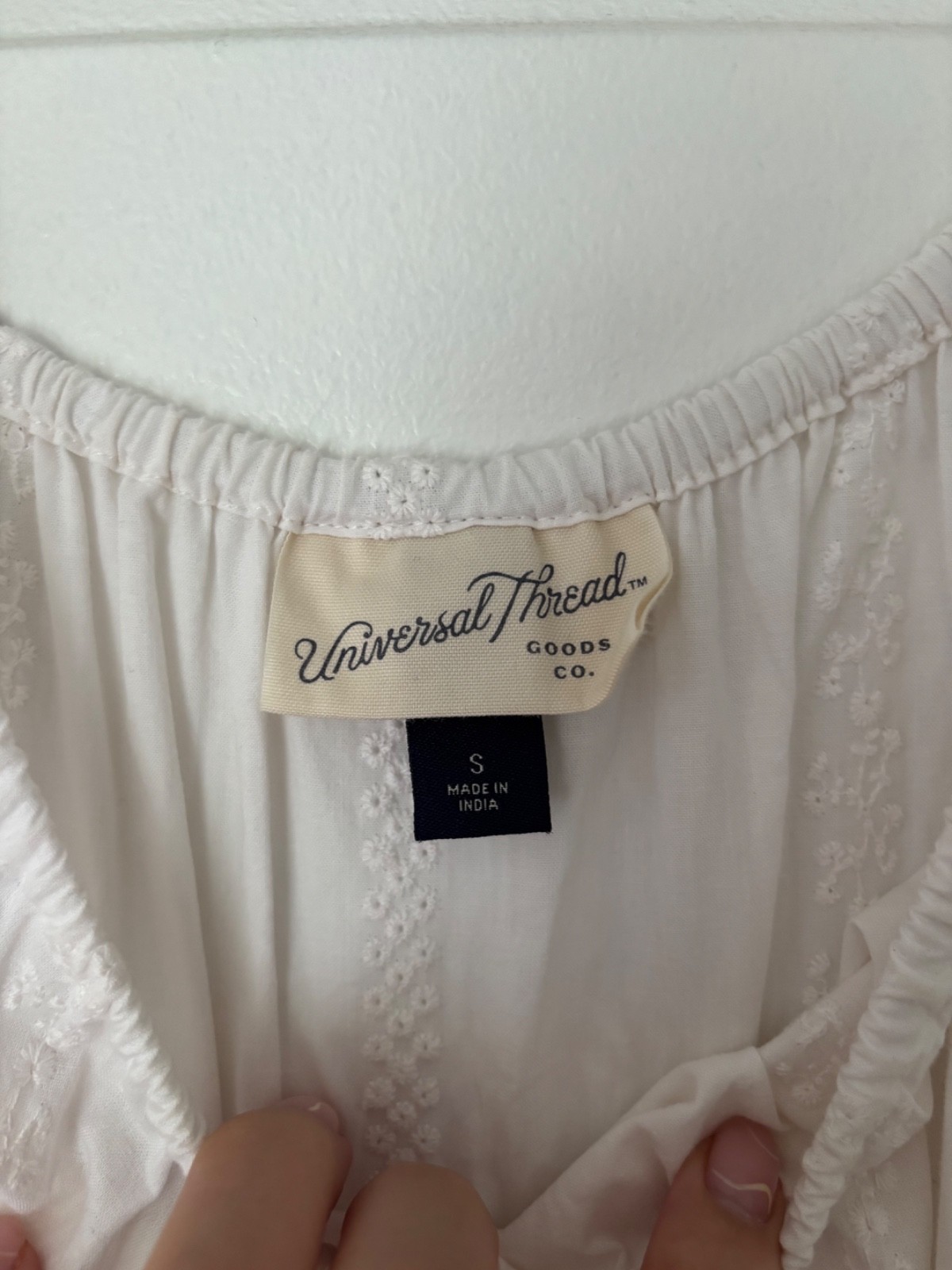 Universal Thread White Midi Peasant Dress w/ Puff Sleeves & Lace Details, Size S