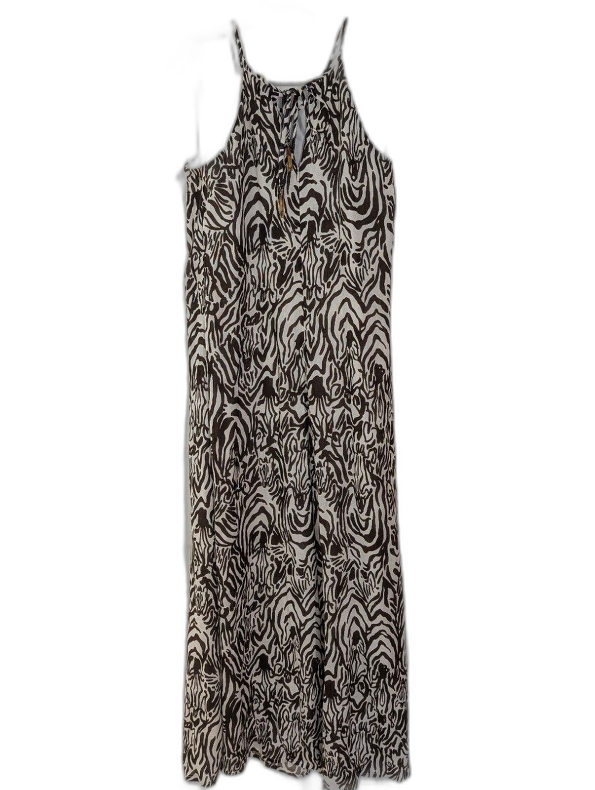 Lilly Pulitzer Angel Brown and White Zebra-Print Maxi Dress M