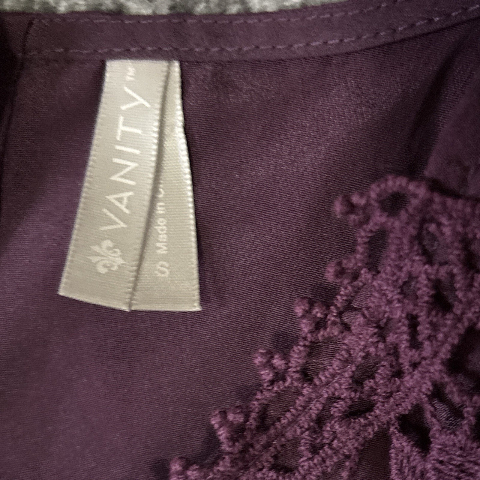 Vanity Women’s Small Purple Solid A-Line Lace Trim Round Neck Sleeveless Dress