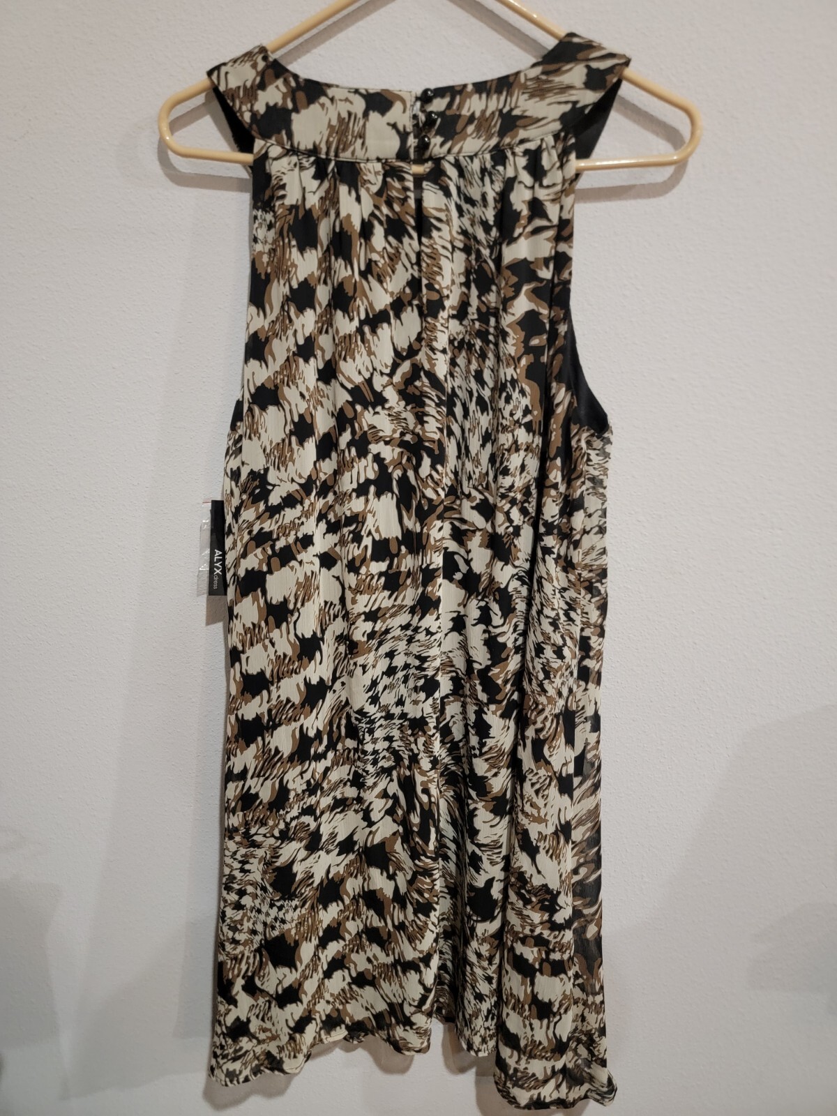 ALYX NWT Womens Size 16 Sleeveless Knee Length Dress Chiffon Layered Brown Black