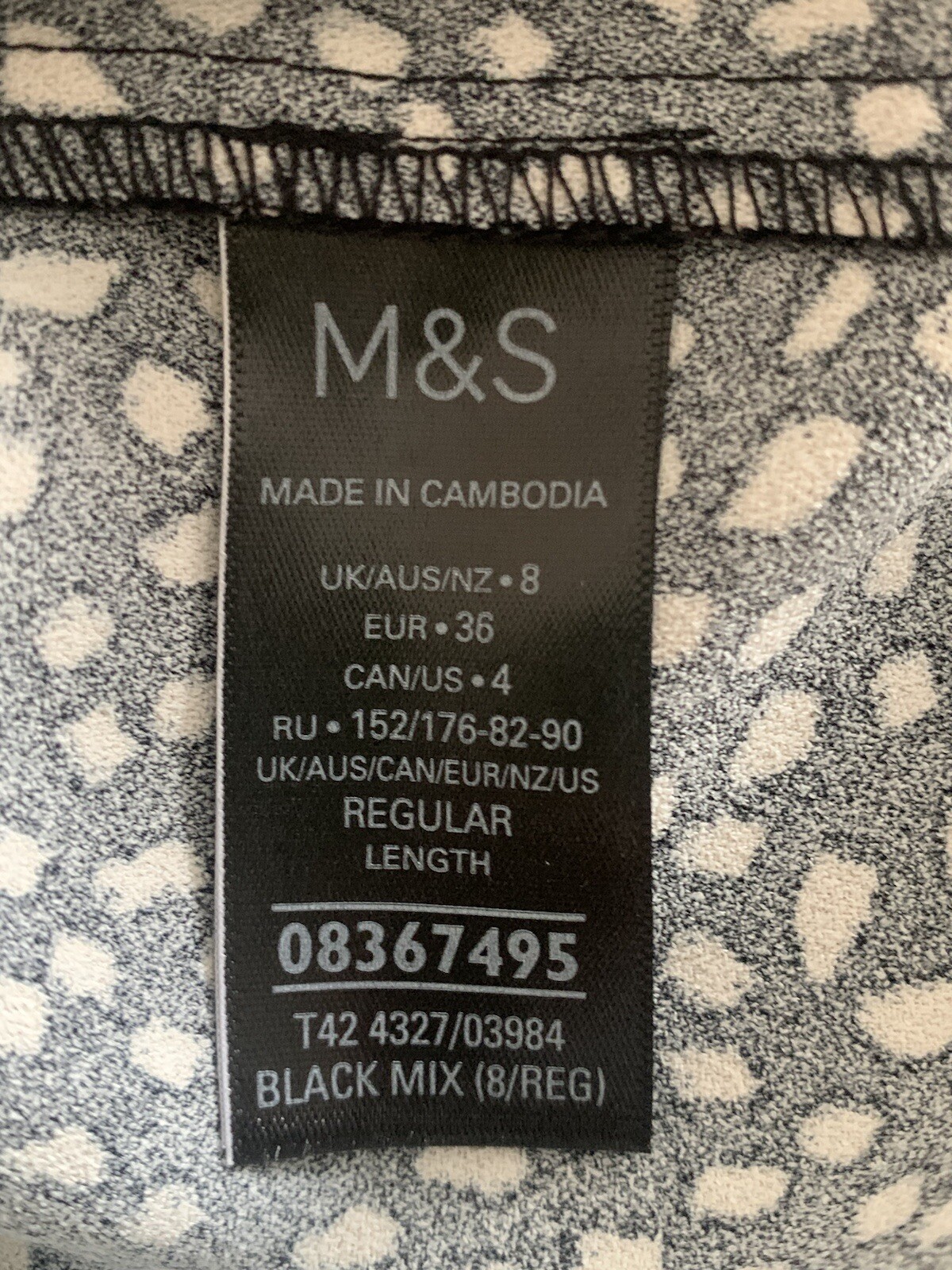 M&S Womens Black Tan Spot Pattern Print Smart Shift Dress Size 8 RRP £25