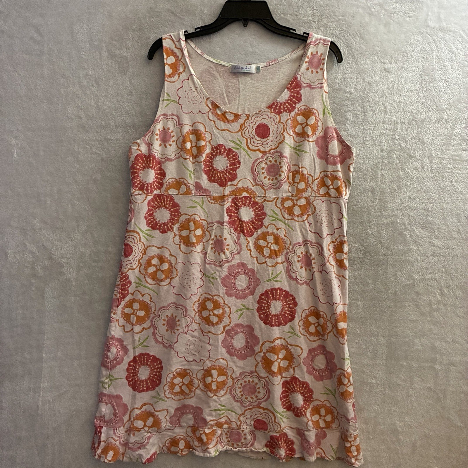 Fresh Produce Womans Tank Dress Pink Geometric XL Cotton Sleeveless Round Neck