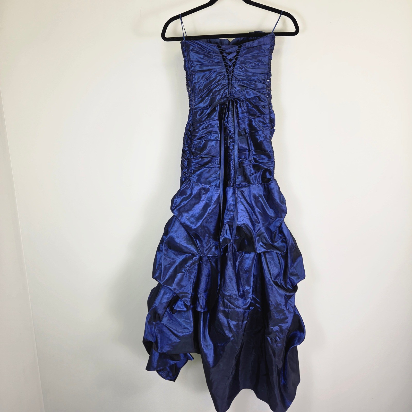 Jump Apparel Royal Blue Strapless Beaded Corset Back Prom Gown Dress Size 1/2