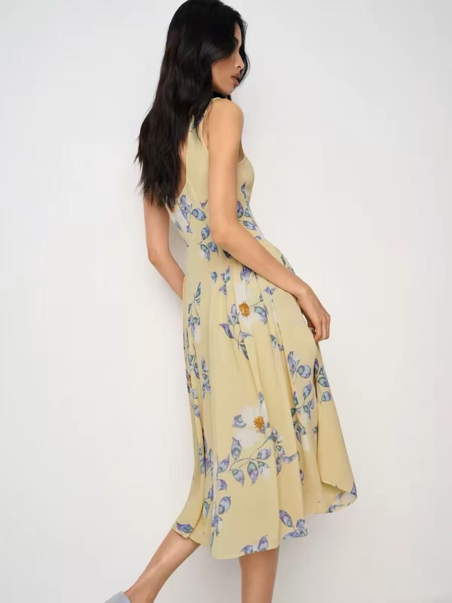 REFORMATION Anilis Platycodon Flower Caviar Dot Sleeveless Midi Dress
