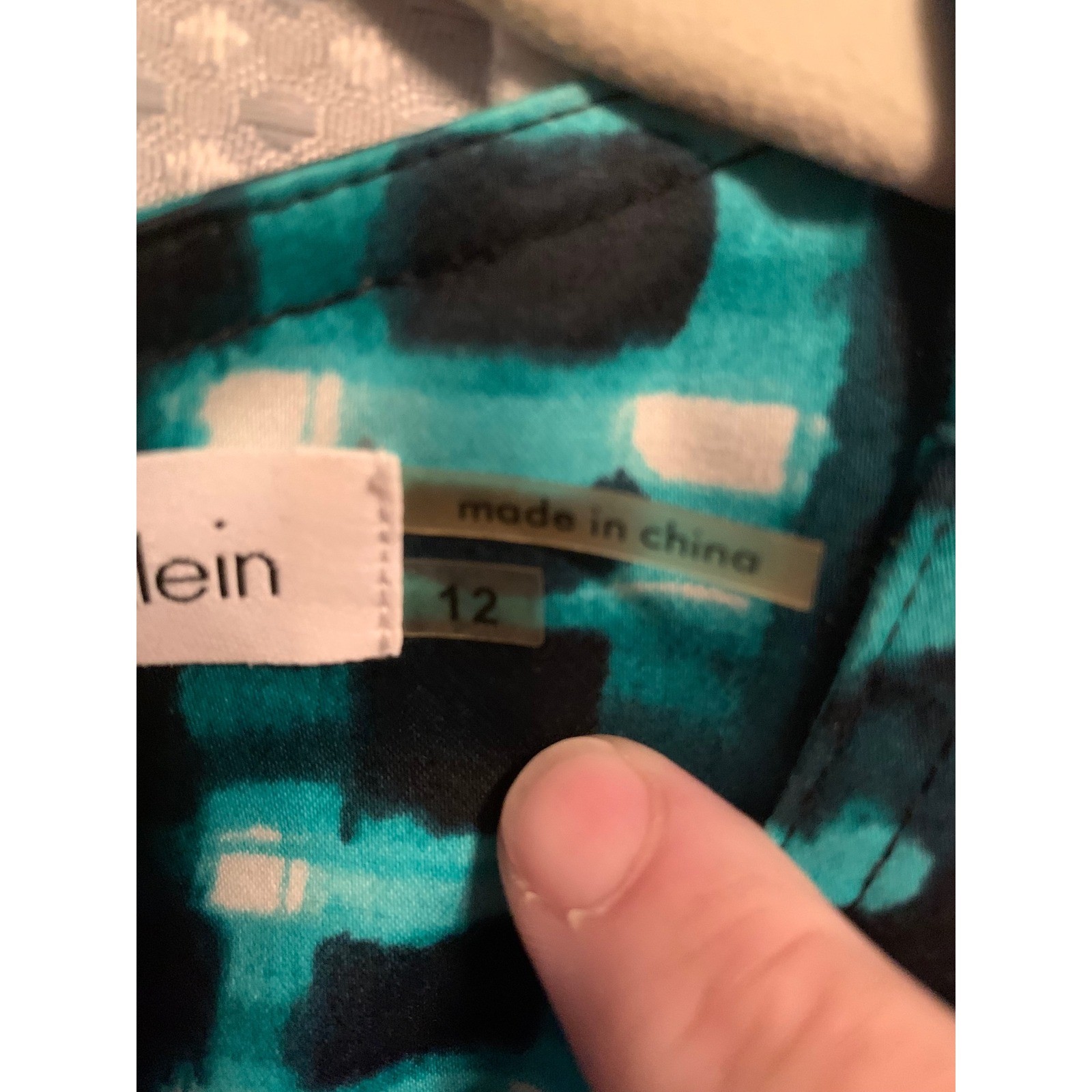 Calvin Klein Teal Black Geometric Grid Sleeveless Sheath Dress Size 12 Pocket