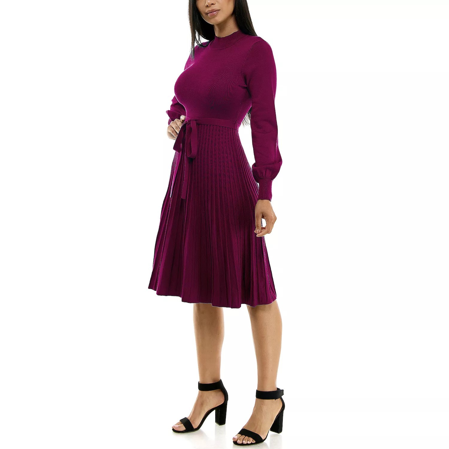 Nwt Nina Leonard Sangria Dress Balloon Sleeve Midi Pleated Career Casual 3X
