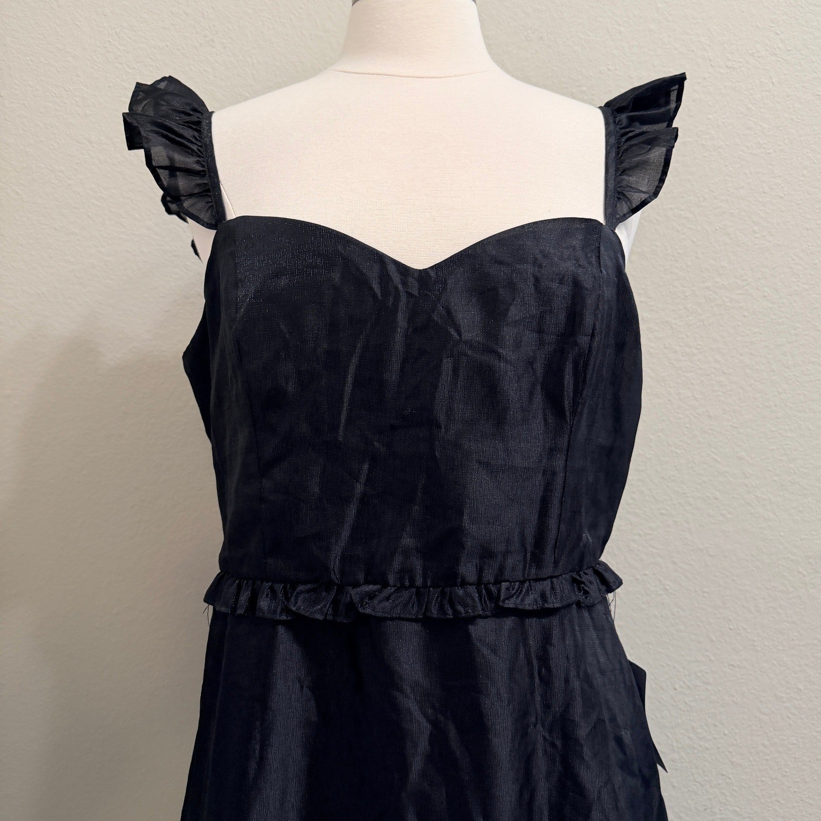 Lulus Effervescent Aesthetic Black Tiered Ruffled Midi Dress XL Event Party
