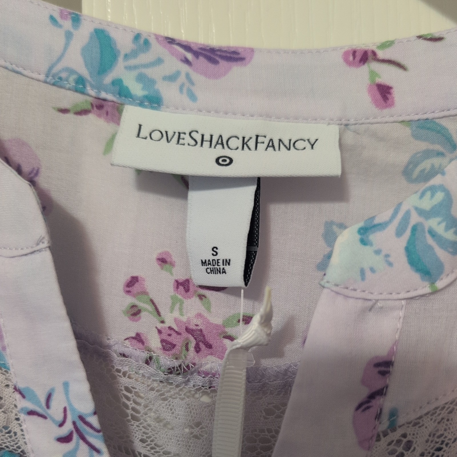 NEW LoveShackFancy x Target Lou Double Ruffle Dress Women Small Lavender Floral