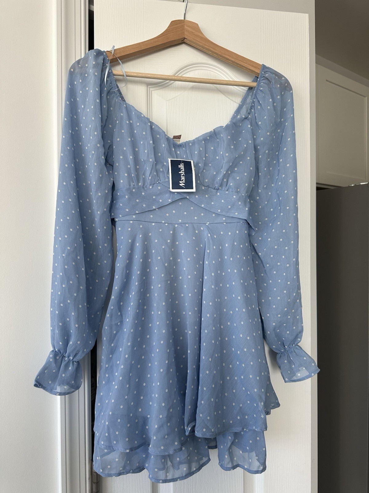 Light Blue & White Polka Dotted Dress, Size XS