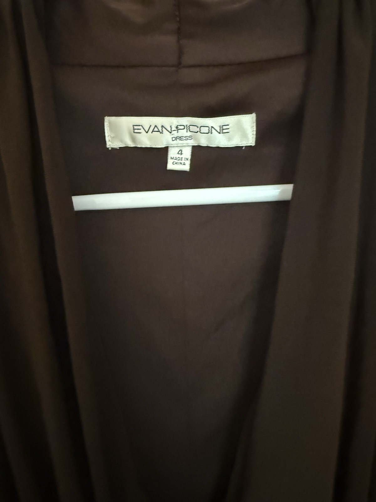 Evan-Picone Brown Solid V-Neck Ruched Flutter Short Sleeve Midi Dress 4