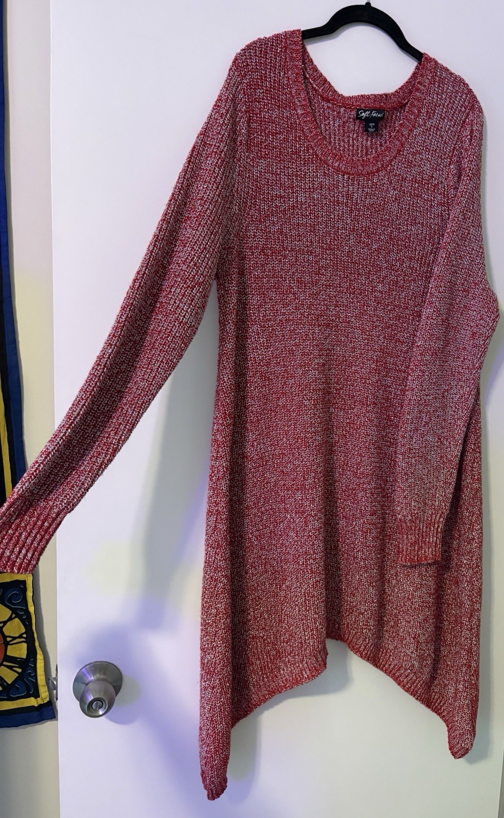 NWOT “Soft Focus” Red Glittery Thick Long Sleeve Sweater Dress Size 18/20 (XL)