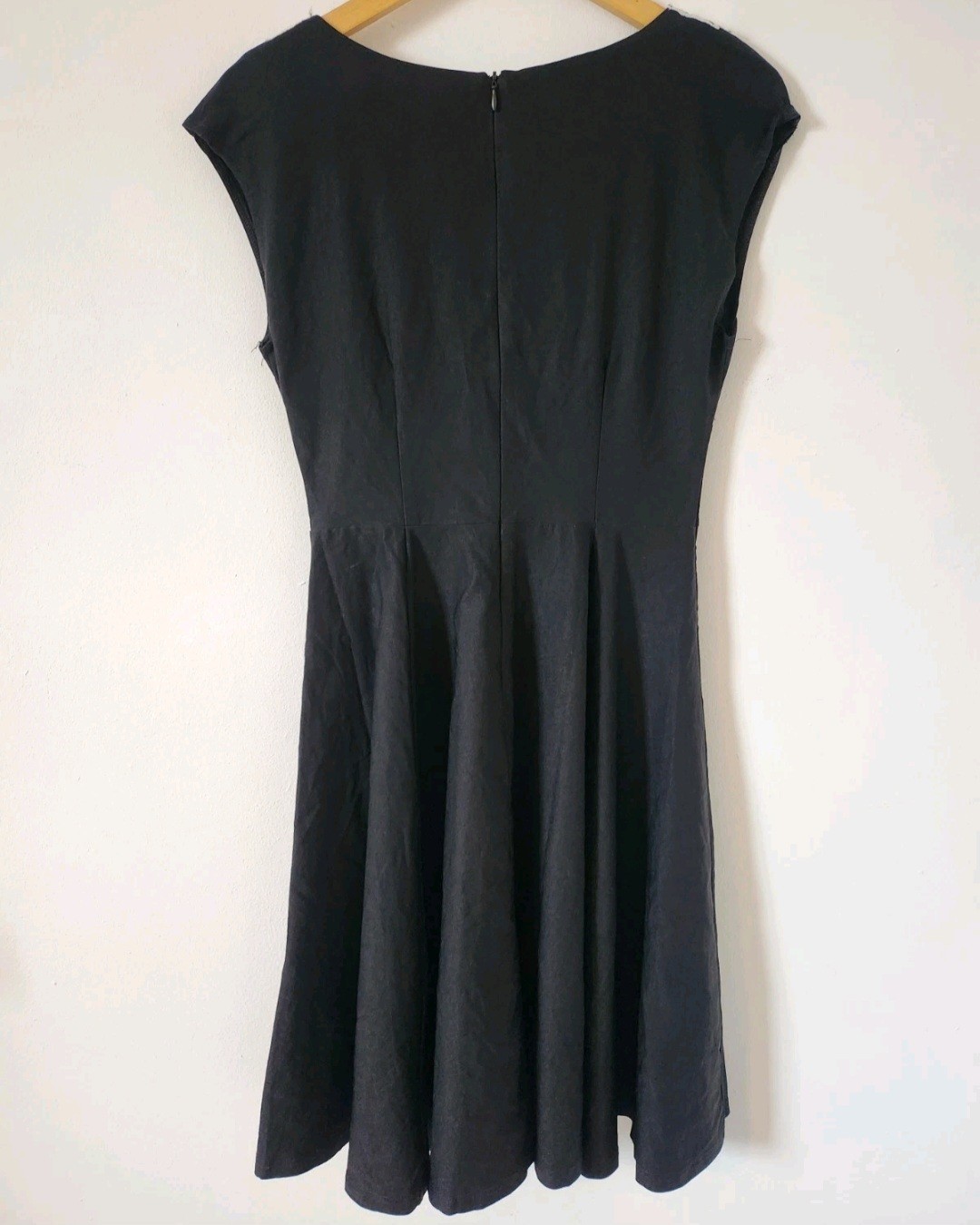Black Dress With White Lace Peter Pan Collar – Retro – Size Medium Vintage Style