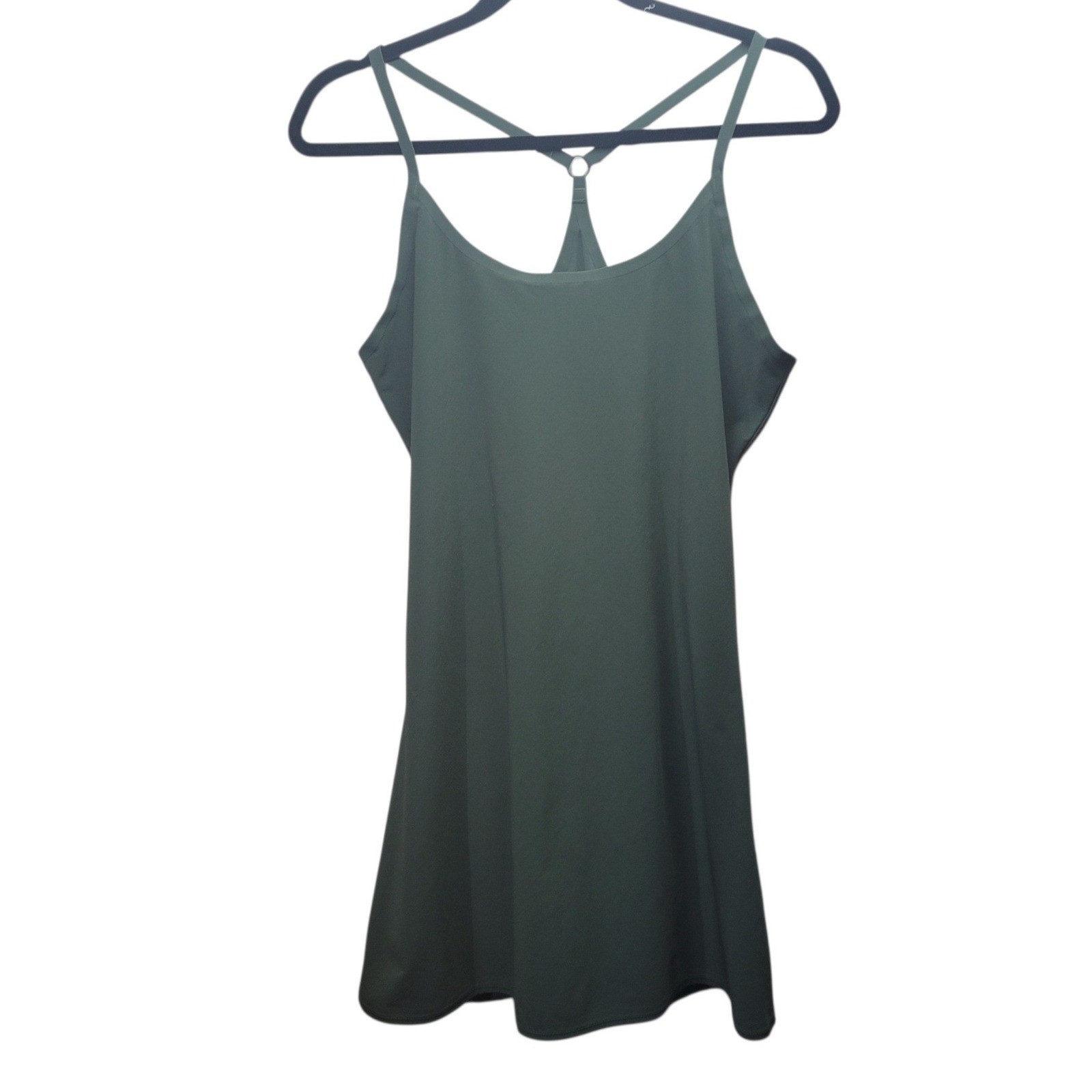 Outdoor Voices Exercise Dress Dark Green Racerback Built-in Shorts Pockets Sz M