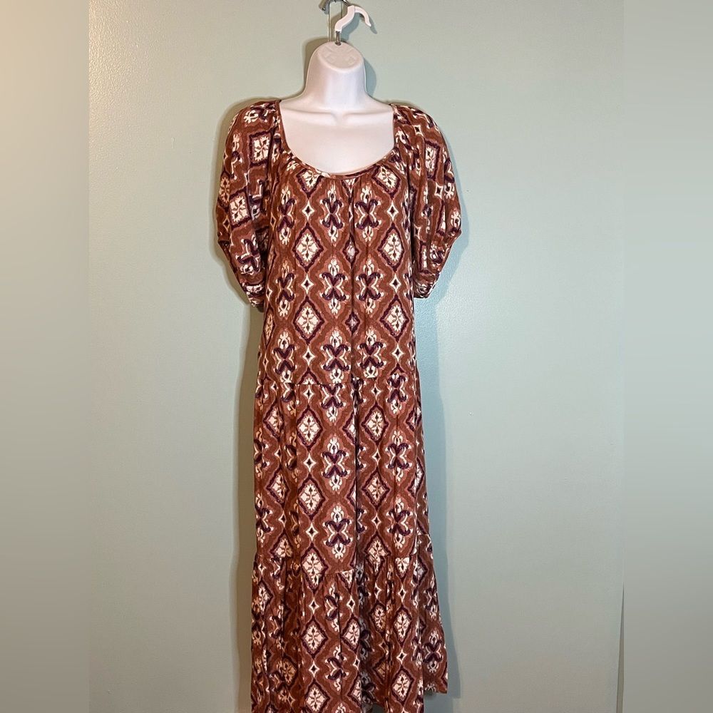 E-15 Knox Rose Dress Maxi Size Large Ties Behind Neck