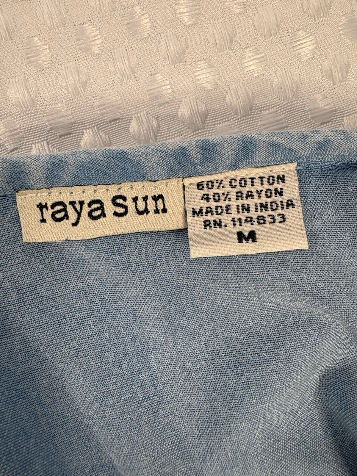 raya sun Light Blue Cover Up Dress Palm Tree Embroidered NWT