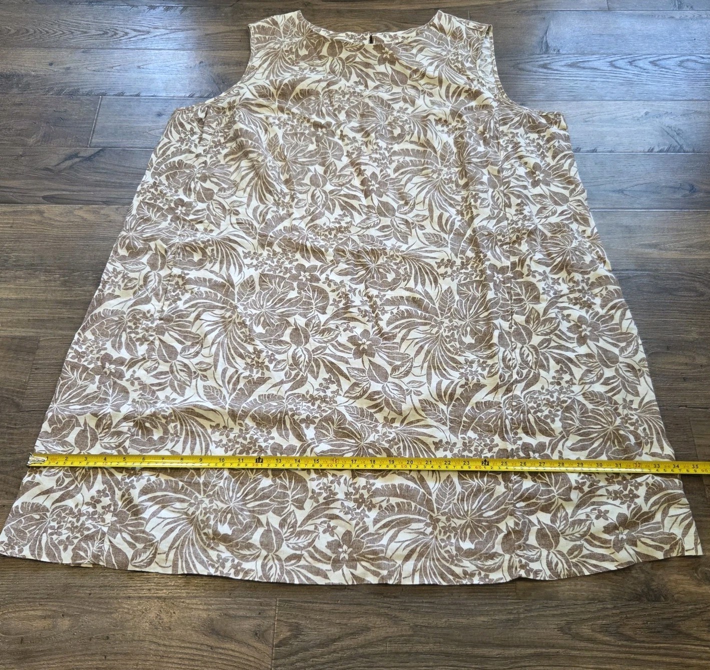 J. Jill Linen Floral Sleeveless Shift Dress Knee Length Beige/Brown Plus 4X