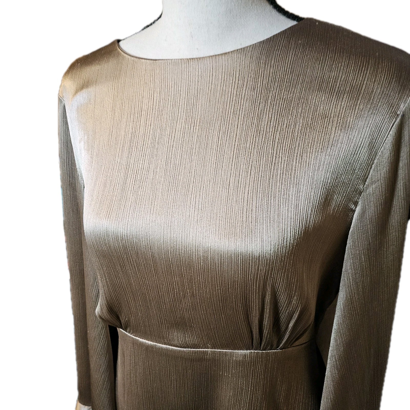 Love Riche Metallic Rose Bell Sleeve Mini Dress Women’s SZ S 70’s,Retro,Party