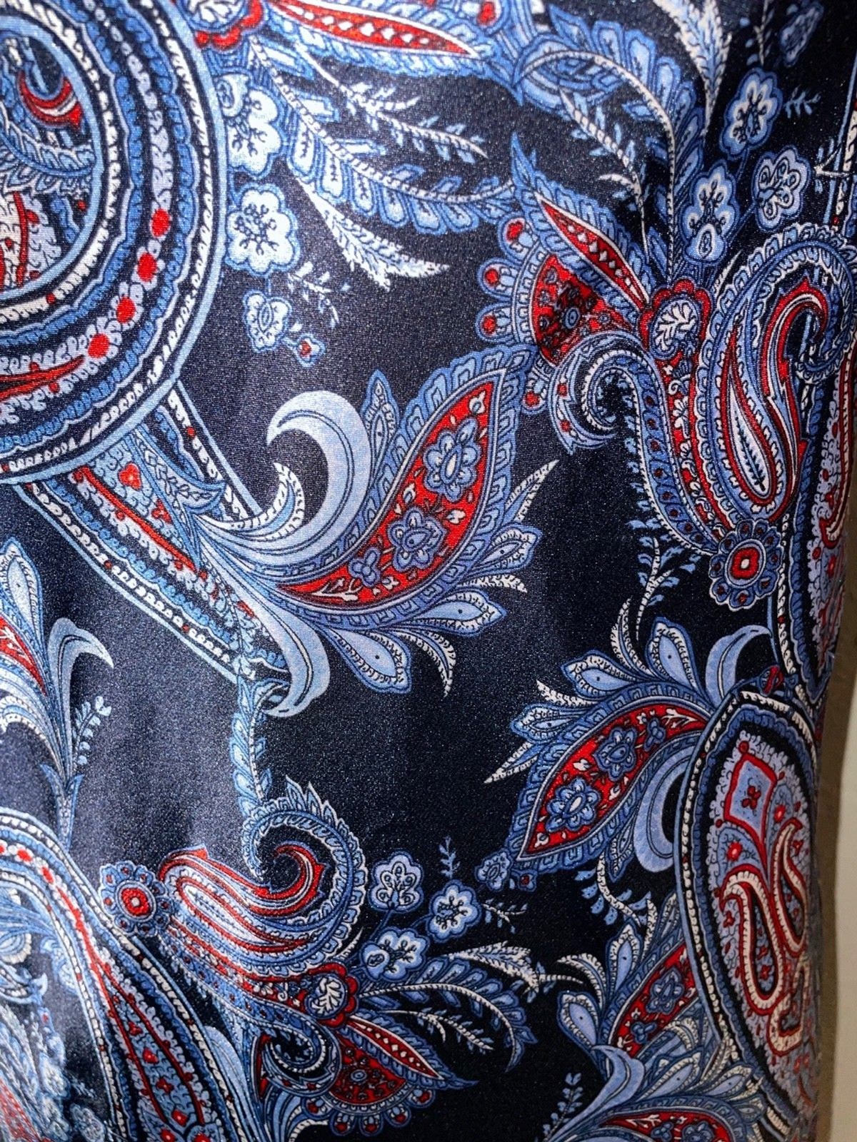 Emma & Michele Women’s Satin Paisley Slip Midi Dress size S Cowl Neck Elegant
