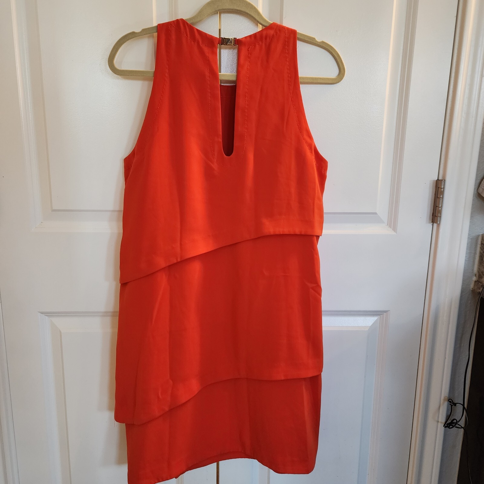 Sfera Layered Front Crew Neck burnt orange tiered sleeveless mini Dress M/L