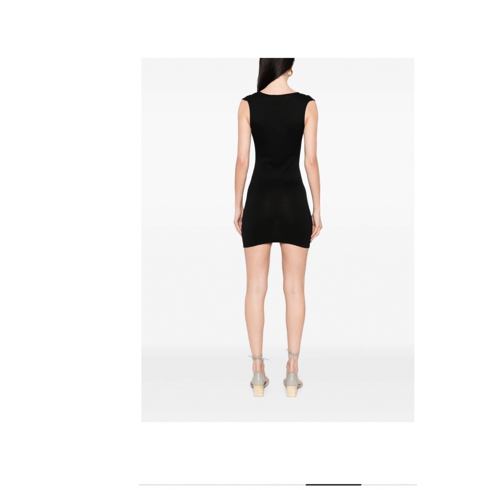 Aya Muse Black Cowl Neck Mini Dress Sleeveless Bow Detail Bodycon NWT Size S