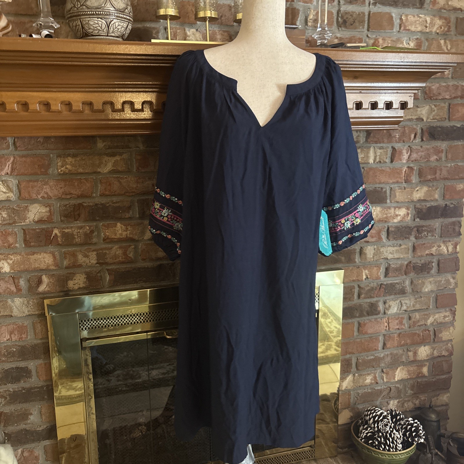 pioneer woman Blue Ribbon Sleeve Dress Size 2XL NWT