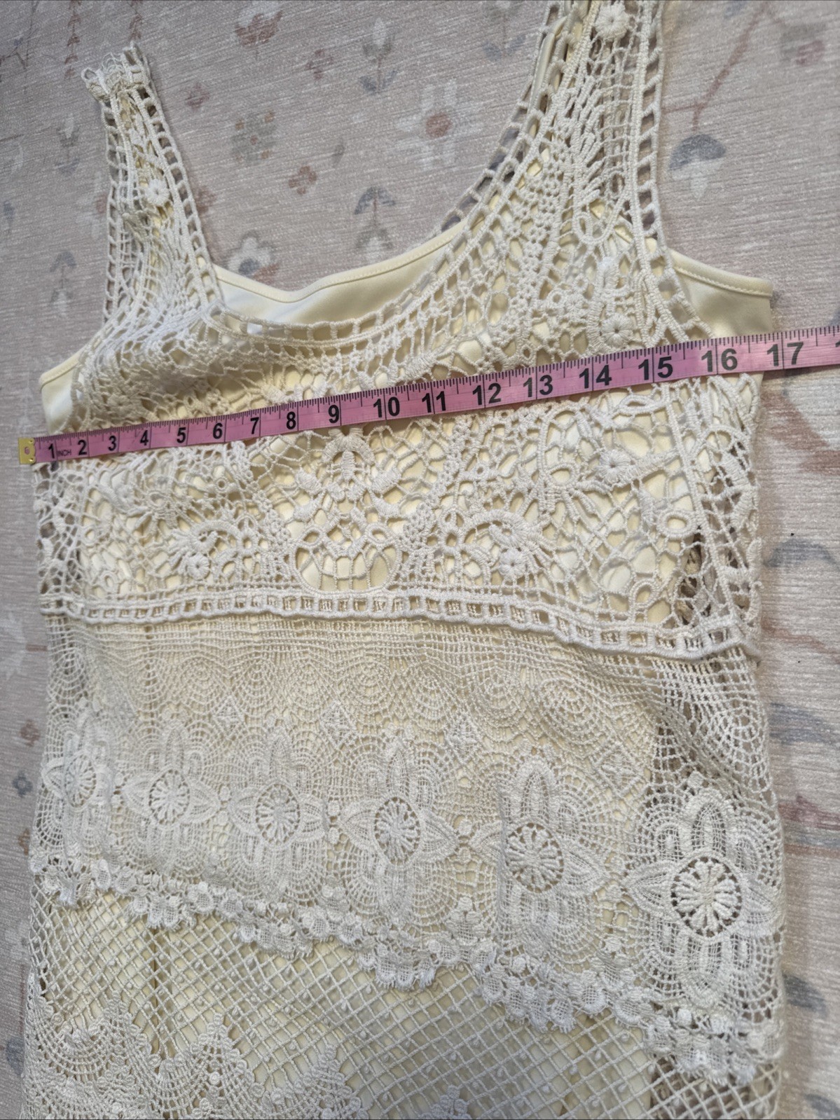 American Eagle Ivory Fine Crochet Slip Dress M Beach Travel Boho Romantic