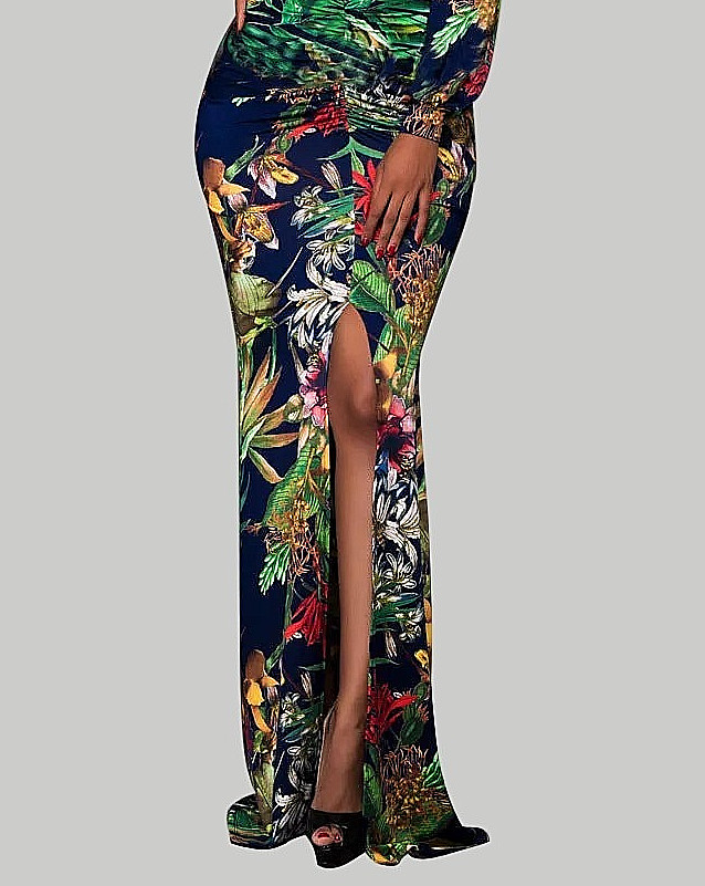 Floral V-Neck Split Maxi Dress