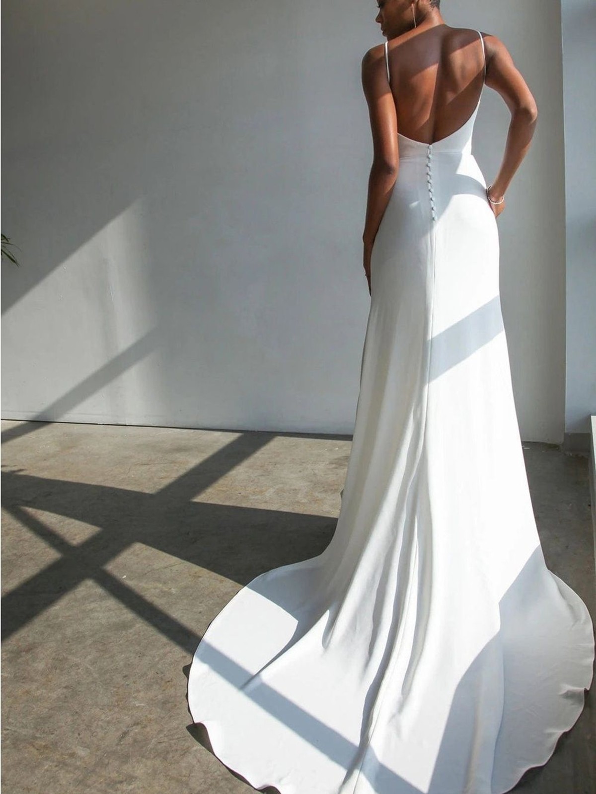 Essence of Australia 3589 Elegant White Slip Gown with Cowl Neck and Thigh Slit