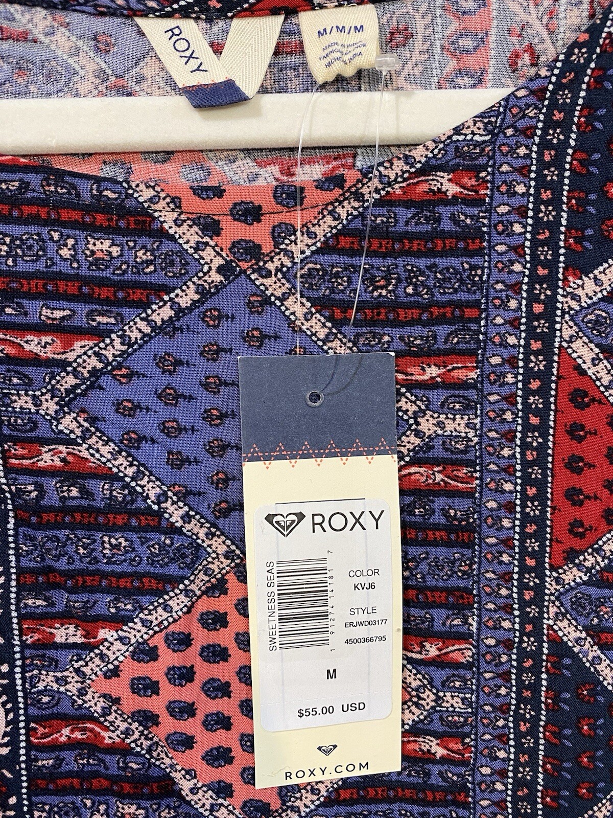 Roxy Womens Lace Inset Ruffle Sleeve Dress Size Medium Peasant Boho Chic NWT