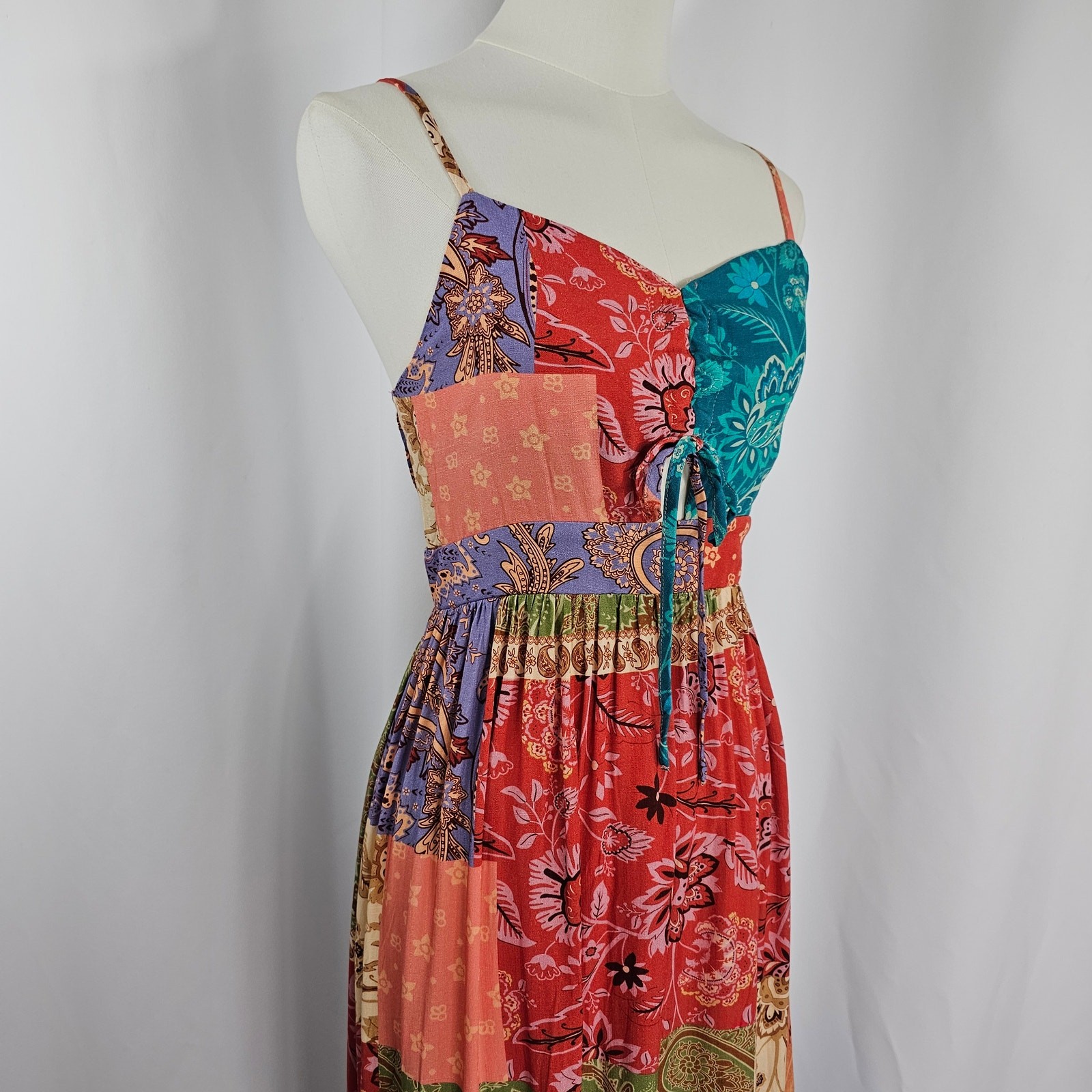 Cupshe Paisley Patchwork Sleeveless Front Slit Maxi Dress Women’s Size S NWT