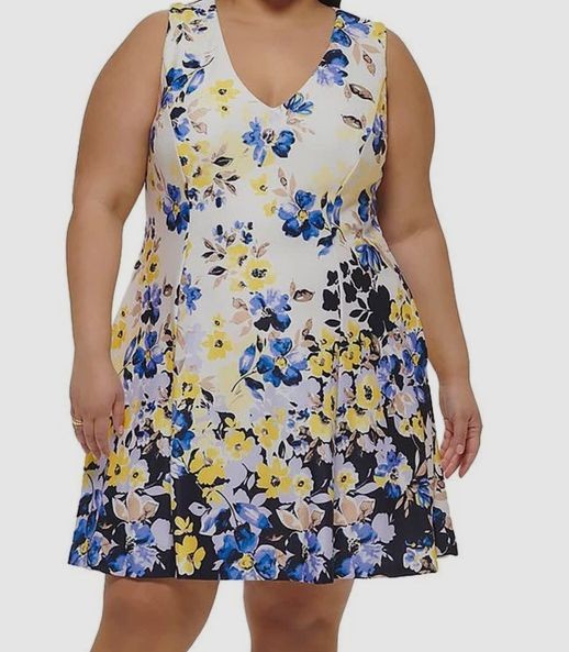 Vince Camuto Women’s White Floral Cocktail Party Dress Plus Size 22W