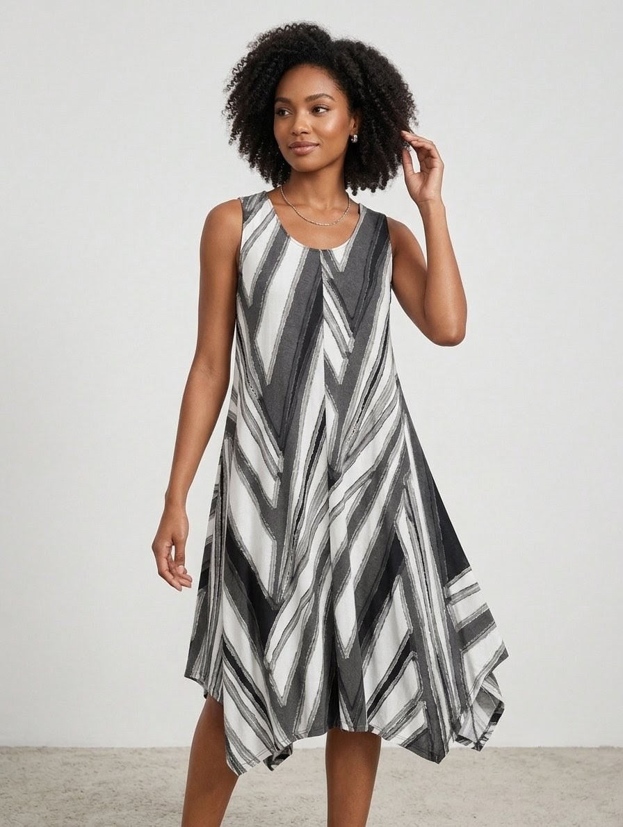Simply Vera Vera Wang women’s SZ M black white gray knit asymmetrical lined…
