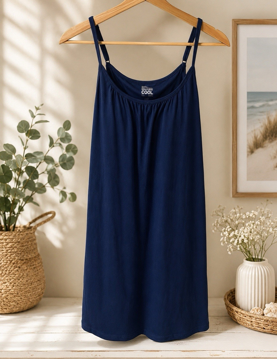 32 Degrees Blue Solid Flowy Bra Cami Sleeveless Adjustable Straps Women L/G