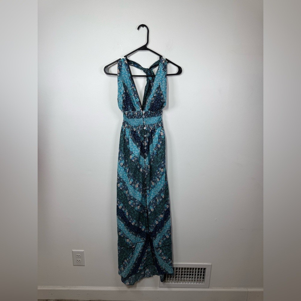 Shoshanna Blue Reef Multi Halter Maxi Dress