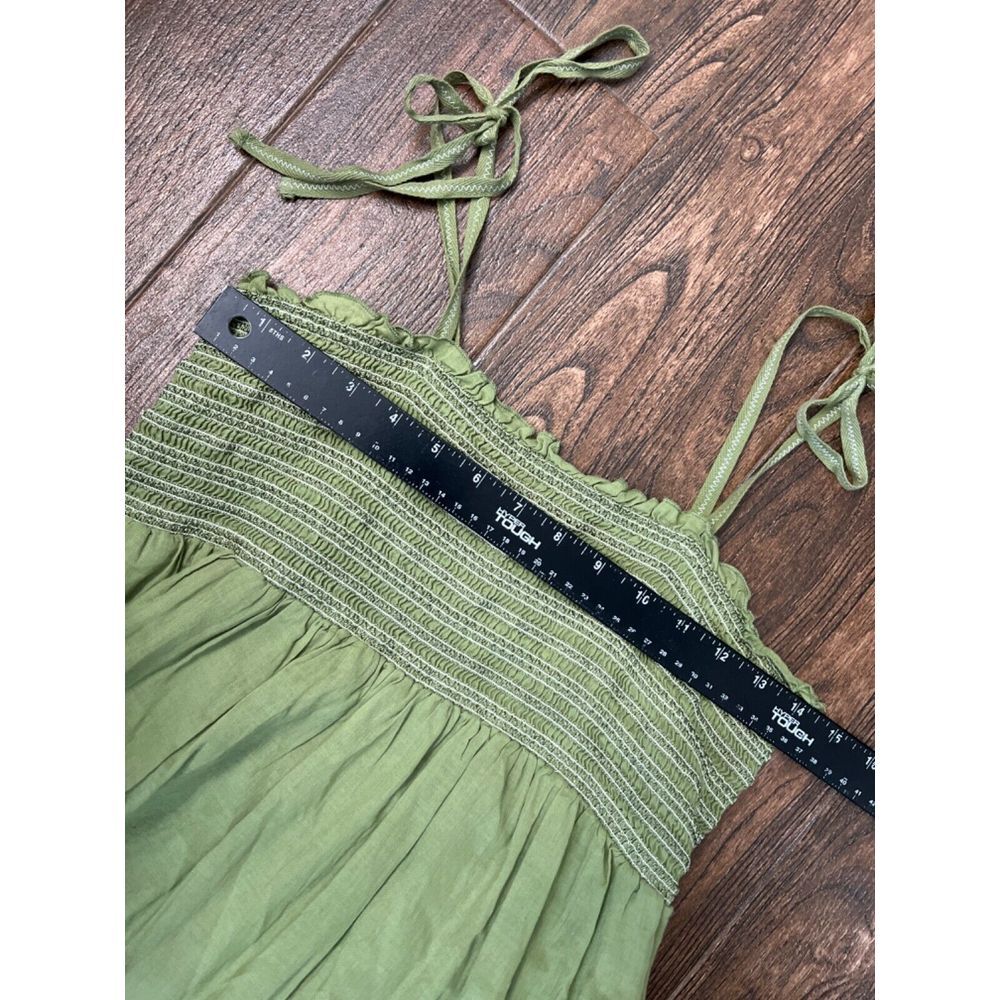 MOSSIMO GREEN SMOCKED TIE SHOULDER STRAPS FLOWY AIRY BOHO RUFFLE SUNDRESS MEDIUM
