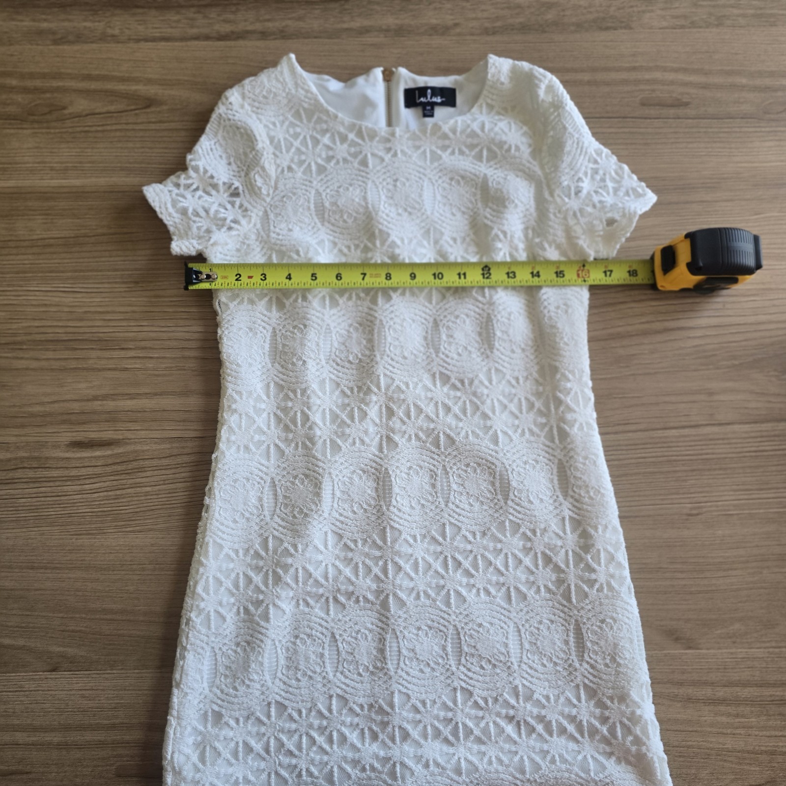 LULUS White Lace Mini Dress Short Sleeve Boho Bridal Shower Graduation Size M