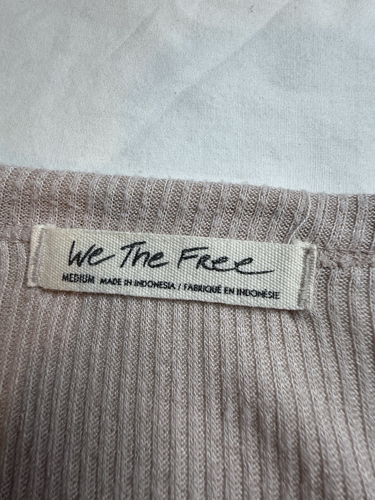 We The Free Beige Solid Ribbed Knit Henley Button Front Mini Dress M 3/4 Slv