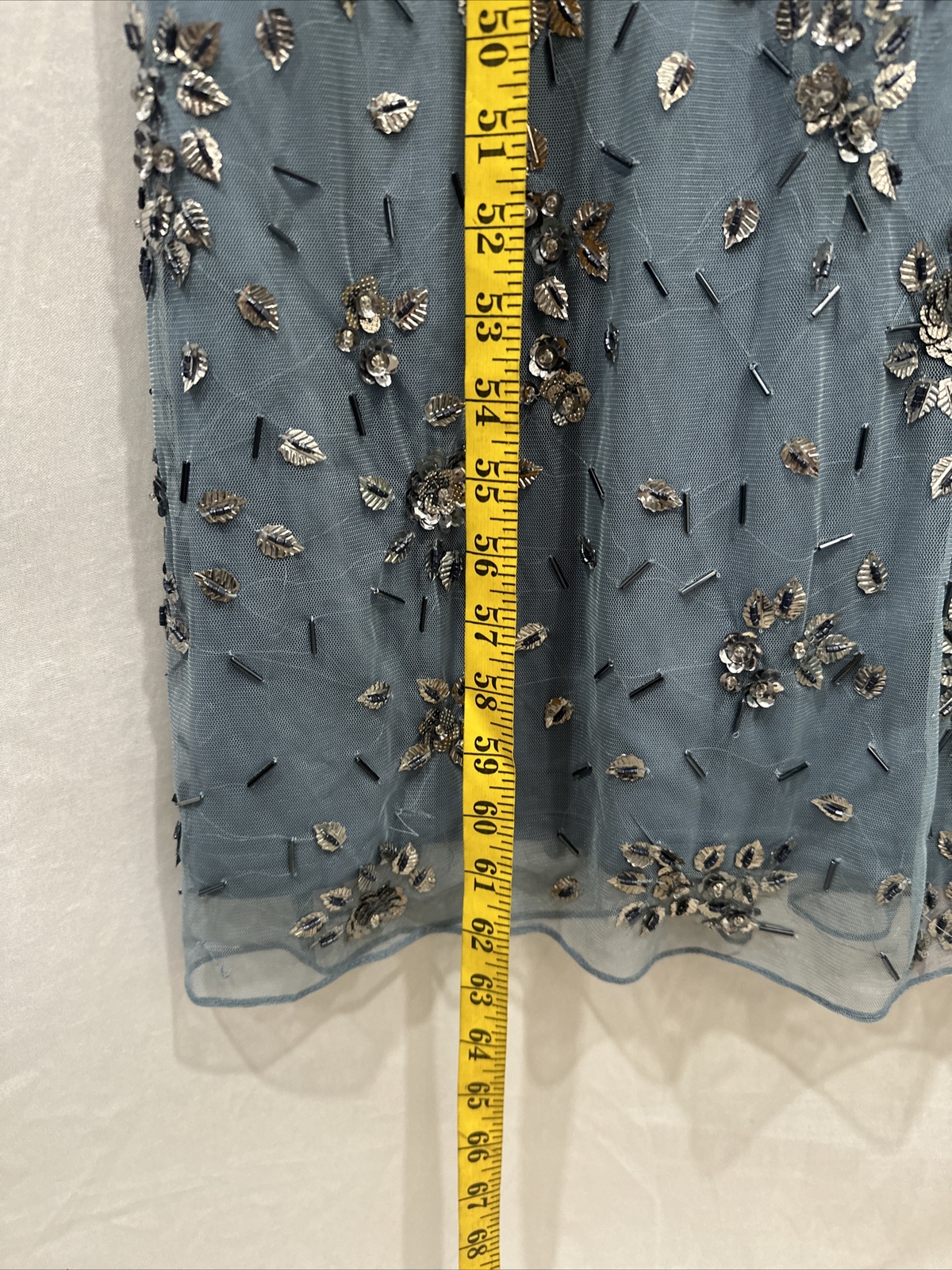 NWT Mac Duggal [ 10 ] 5477 Floral Embellished Scoop Neck Gown in Slate Grey #J43