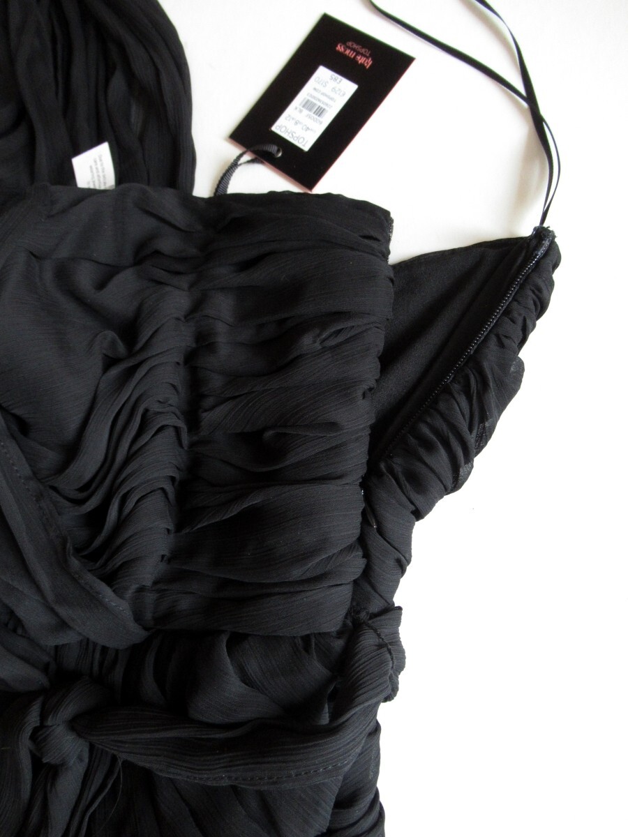 BNWT KATE MOSS TOPSHOP Black Chiffon One Shoulder Grecian Mini Dress UK Size 12