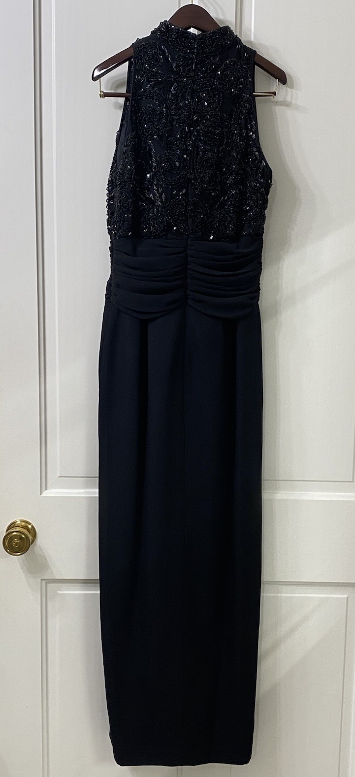 Cassandra Stone Vintage Y2K Beaded Sequin Halter Gown High Slit Prom Pageant, 8