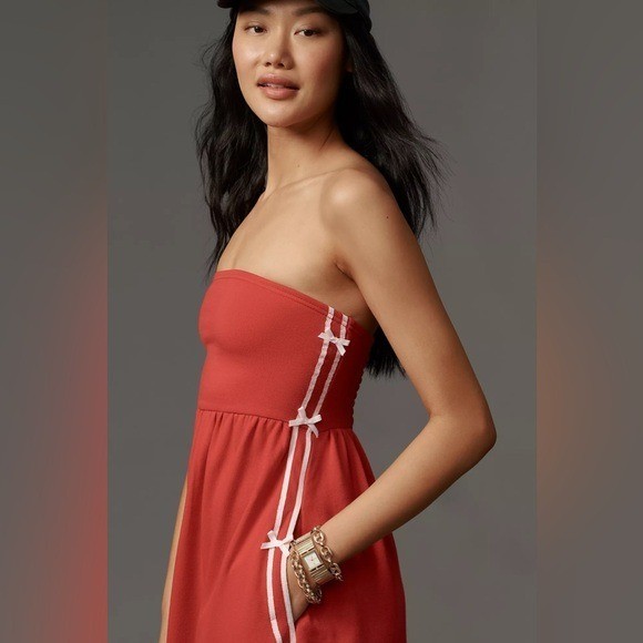 Daily Practice Anthropologie Strapless Side Bow Midi Dress Small