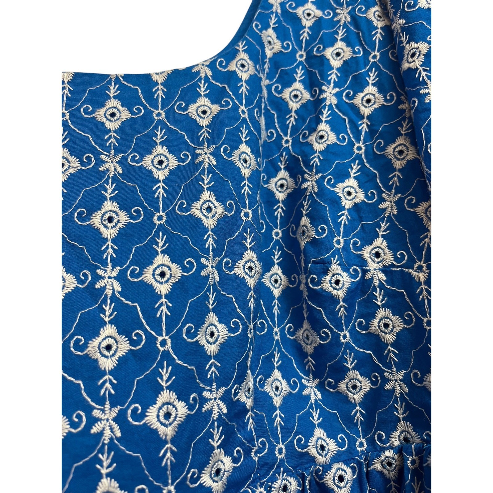 Rhode x Target Blue Embroidered Puff Sleeve Mini Dress XXL Women Square Neck