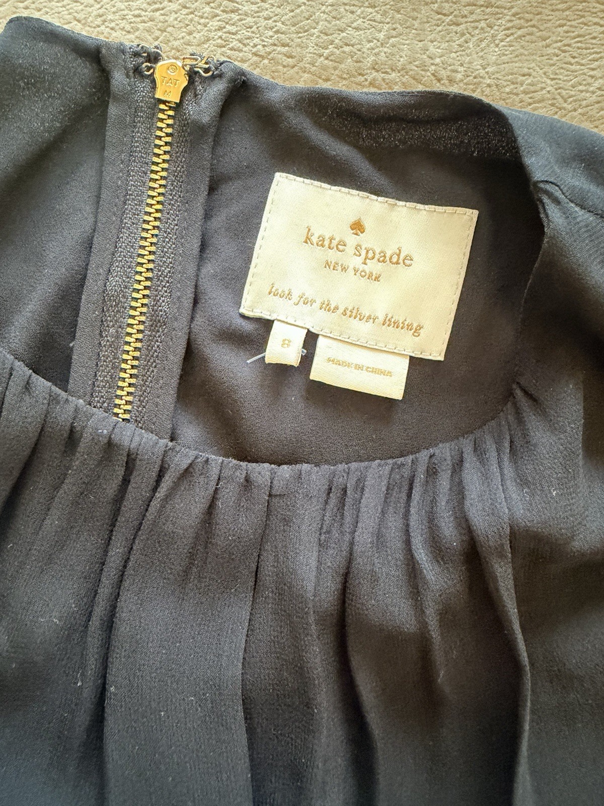 Vintage 90s Kate Spade Black 100% Silk Chiffon Dress SZ 8 FLAW READ