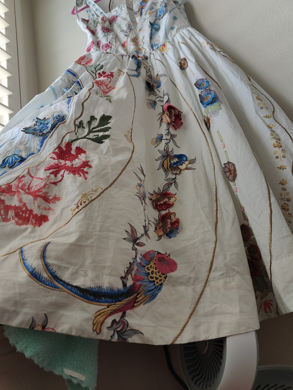 Maeve Floral Cotton Embroided Dress with double liner and pockets.